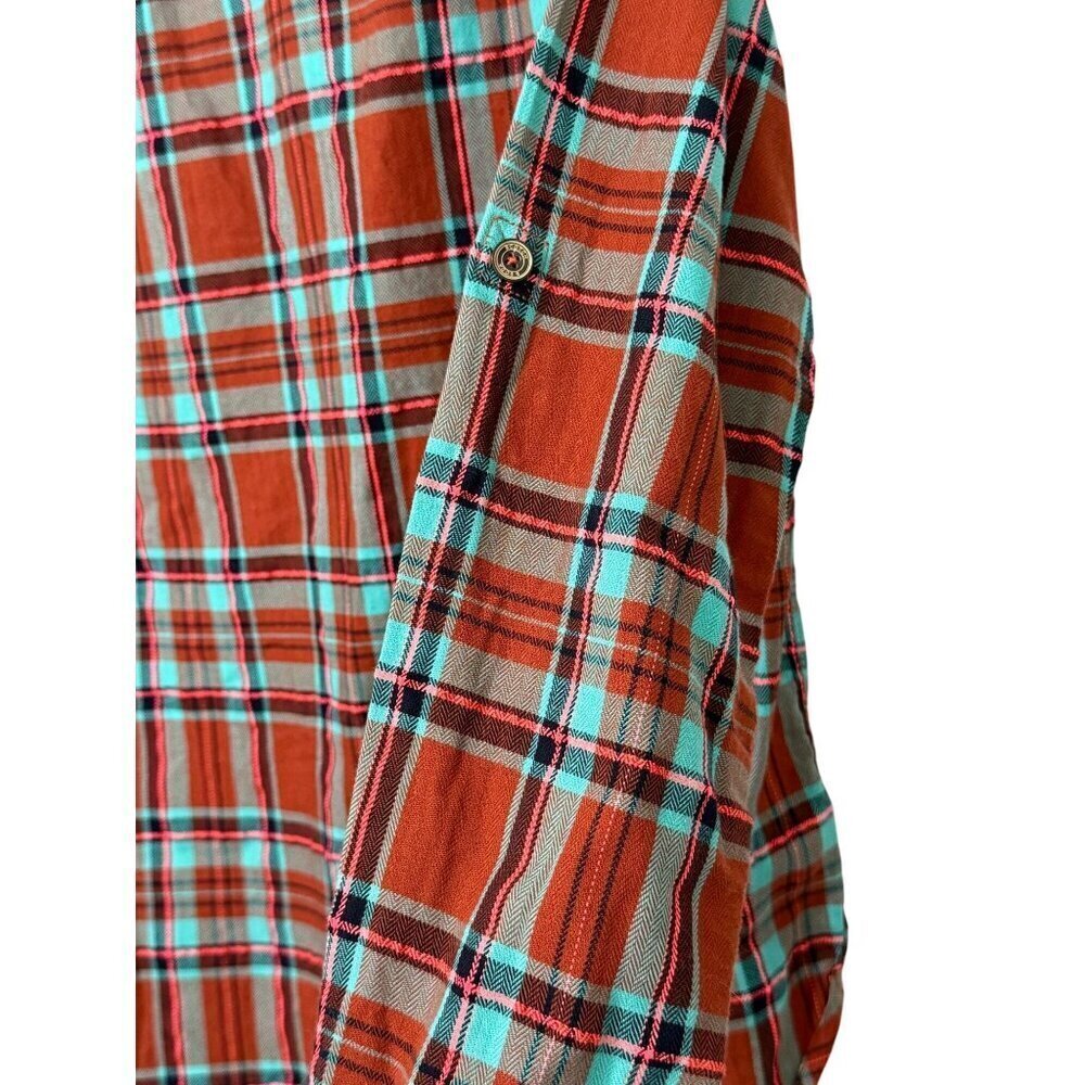 Scotch & Soda Women's Plaid Flannel Button Down Shirt Roll Tab Sleeves Size S - Picture 7 of 14